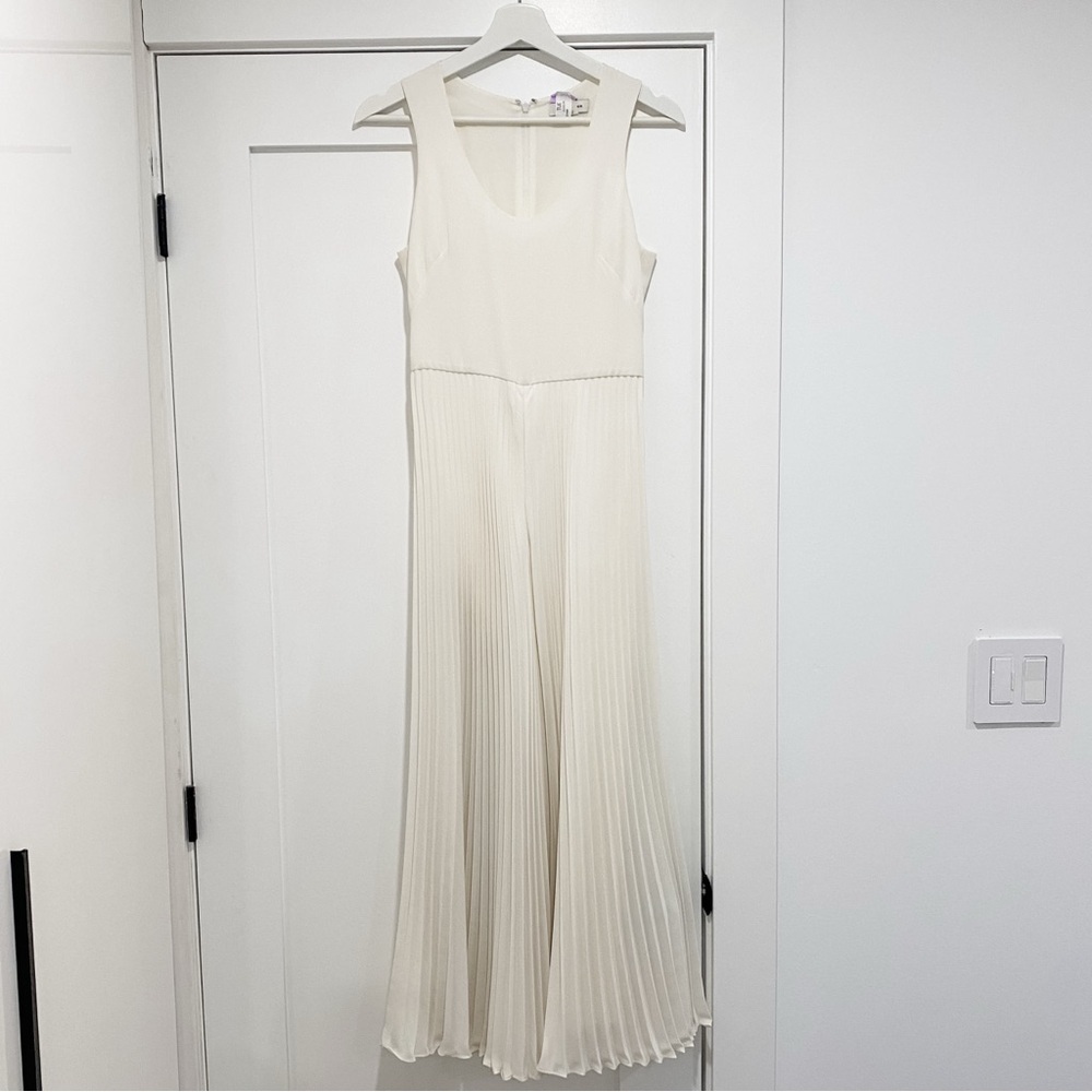 Winter Sale: Club Monaco | Cream Jumpsuit with Flared Pleated Legs